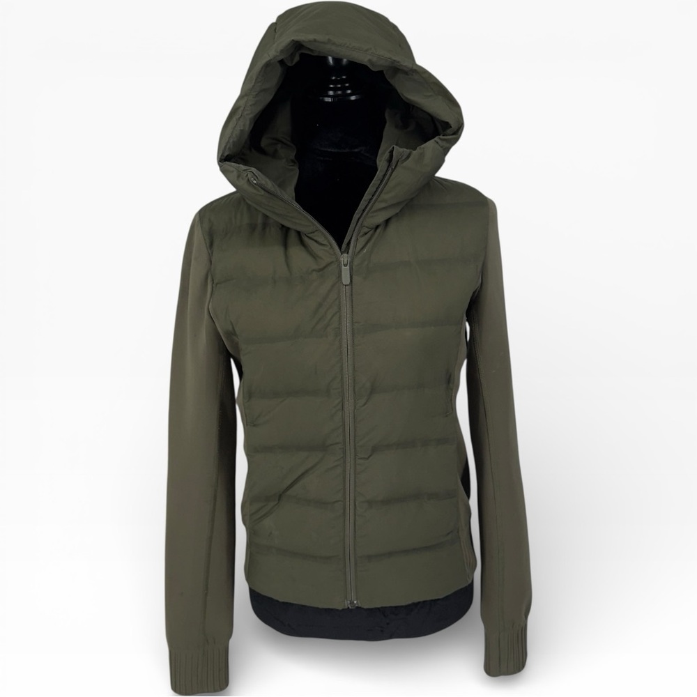 Lululemon Flurry Fighter Hooded Jacket Dark Olive Green Down Insulated Size 6